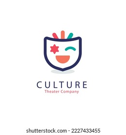 flat design culture logo template 