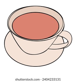 Diseño plano de una taza de café con fondo blanco. El vector es adecuado para el consumo de bebidas de fondo vectorial y producto de envasado.