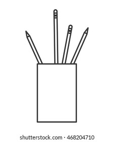 flat design cup with pencils icon vector illustration
