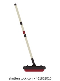 Flat Design Curling Broom Icon Vector Illustration