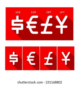 flat design currency icon set