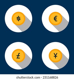 flat design currency icons set