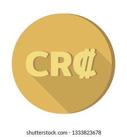 Flat design Currency money symbols icon : Costa Rica’s Costa Rican colón CRC cr₡ gold coin vector illustration with shadow