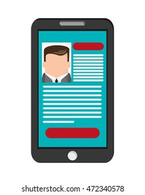 flat design curriculum vitae cv on cellphone screen icon vector illustration