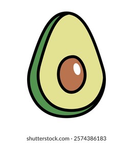 Flat design cut avocado icon. Vector.