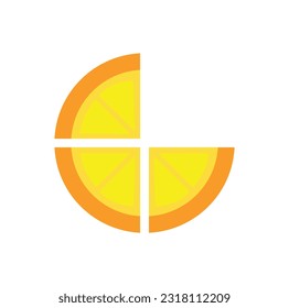 flat design of cut fruit with into parts
