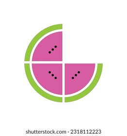 diseño plano del fruto cortado con piezas