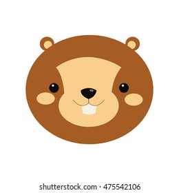 flat design cute beaver cartoon icon vector illustration