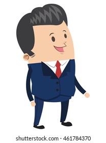 flat design cute businessman with brillantine hair cartoon icon vector illustration