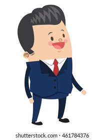 flat design cute businessman with brillantine hair cartoon icon vector illustration