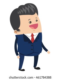 flat design cute businessman with brillantine hair cartoon icon vector illustration