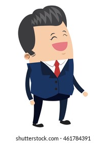 flat design cute businessman with brillantine hair cartoon icon vector illustration