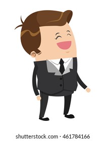 flat design cute businessman with brown shiny hair cartoon icon vector illustration