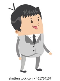 flat design cute businessman cartoon icon vector illustration