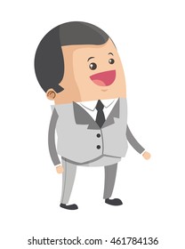 flat design cute businessman with short grey hair cartoon icon vector illustration