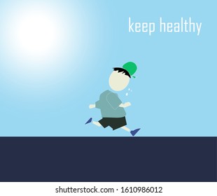 Flat design for cute cartoon in healthy workout. 