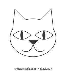 flat design cute cat cartoon icon vector illustration