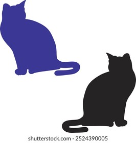Design plano bonito gato silhueta

