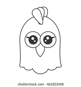 flat design cute chicken cartoon icon vector illustration