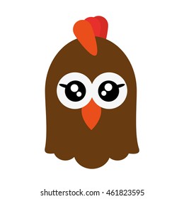 flat design cute chicken cartoon icon vector illustration