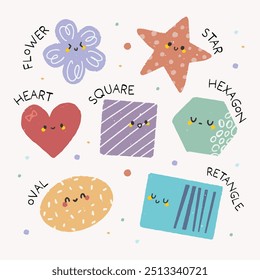 flat design cute colorful shape poster