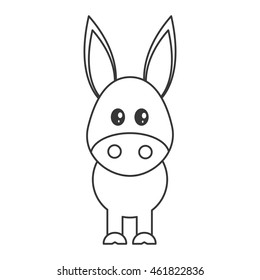 flat design cute donkey cartoon icon vector illustration