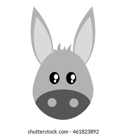 flat design cute donkey cartoon icon vector illustration