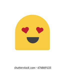 Flat design cute emoticon. Heart eyes reaction.