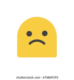 Flat design cute emoticon. Sad reaction.
