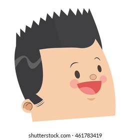 flat design cute face of happy man with pointy hair icon vector illustration