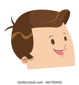 flat design cute face of happy man with shiny brown hair icon vector illustration