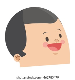 flat design cute face of happy man icon vector illustration