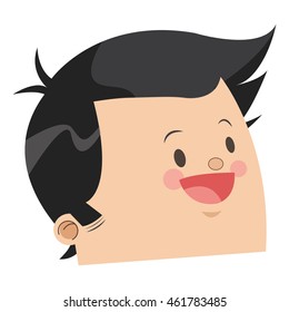 flat design cute face of happy man icon vector illustration