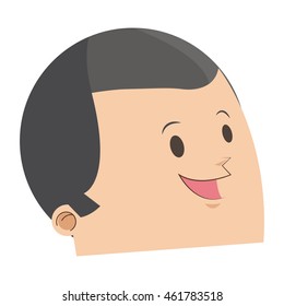 flat design cute face of happy man icon vector illustration