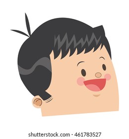 flat design cute face of happy man icon vector illustration