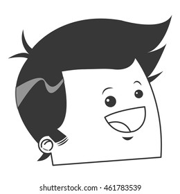 flat design cute face of happy man icon vector illustration