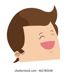 flat design cute face of happy man with shiny brown hair icon vector illustration