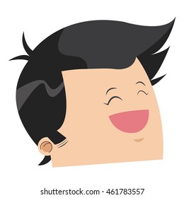 flat design cute face of happy man icon vector illustration