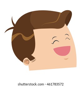 flat design cute face of happy man with shiny brown hair icon vector illustration