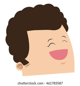 flat design cute face of happy man icon vector illustration