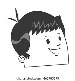 flat design cute face of happy man icon vector illustration
