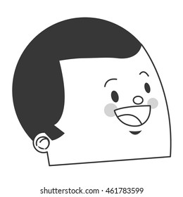flat design cute face of happy man icon vector illustration