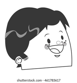 flat design cute face of happy man icon vector illustration