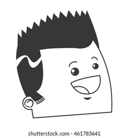 flat design cute face of happy man with pointy hair icon vector illustration