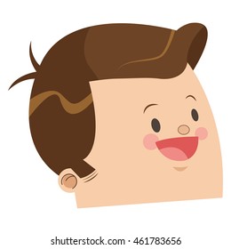 flat design cute face of happy man with shiny brown hair icon vector illustration