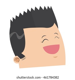 flat design cute face of happy man with pointy hair icon vector illustration