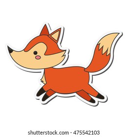 flat design cute fox cartoon icon vector illustration