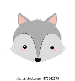 flat design cute fox cartoon icon vector illustration