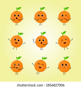 Personaje de Fruta con Emoticon de Fruta de diseño plano