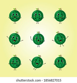 Personaje de Fruta con Emoticon de Fruta de diseño plano